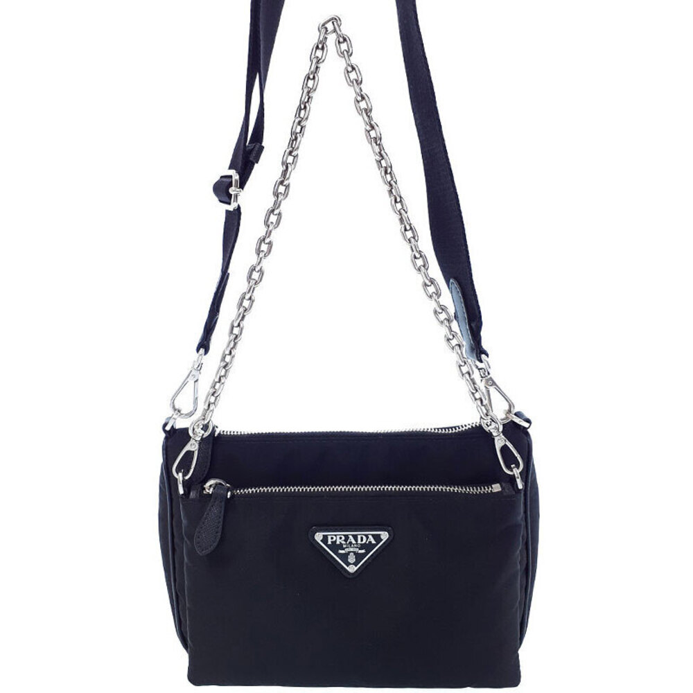 Prada messenger leather saffiano Black Tessuto bag Crossbody - Picture 2 of 9